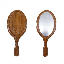 No.0190　木製カラワク手鏡　ブラウン 銅板なし